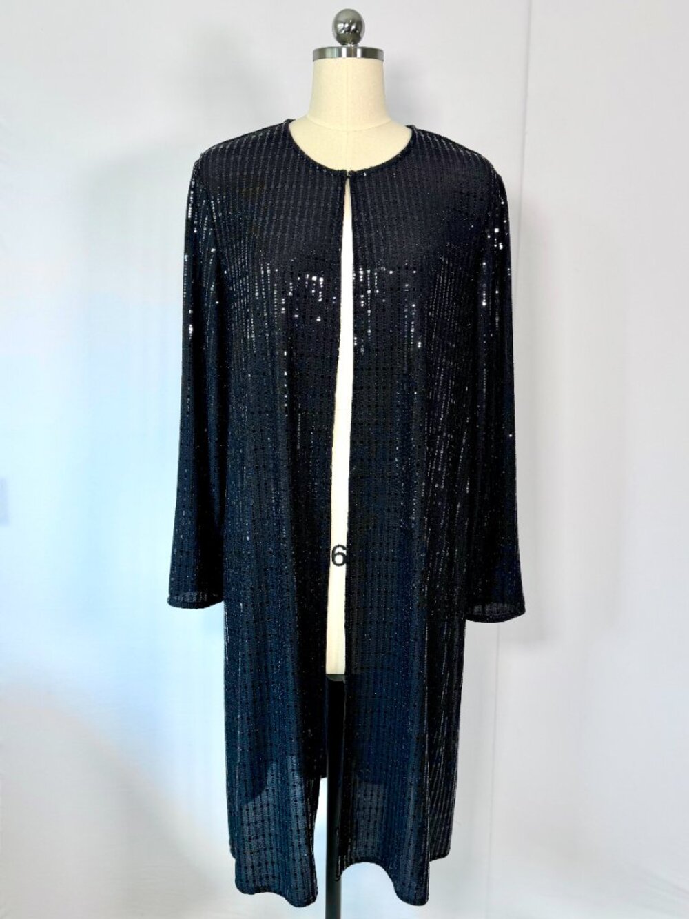 Anne Klein Linear Sequin Duster Jacket - Women's Size L